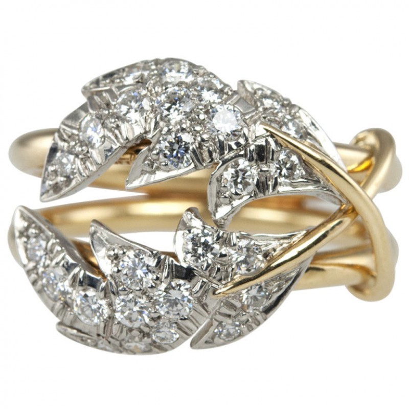 Tiffany Schlumberger Two Leaves Ring